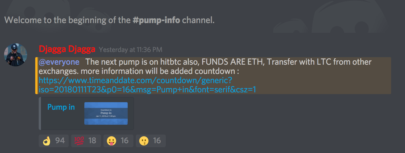 Pump and dump group