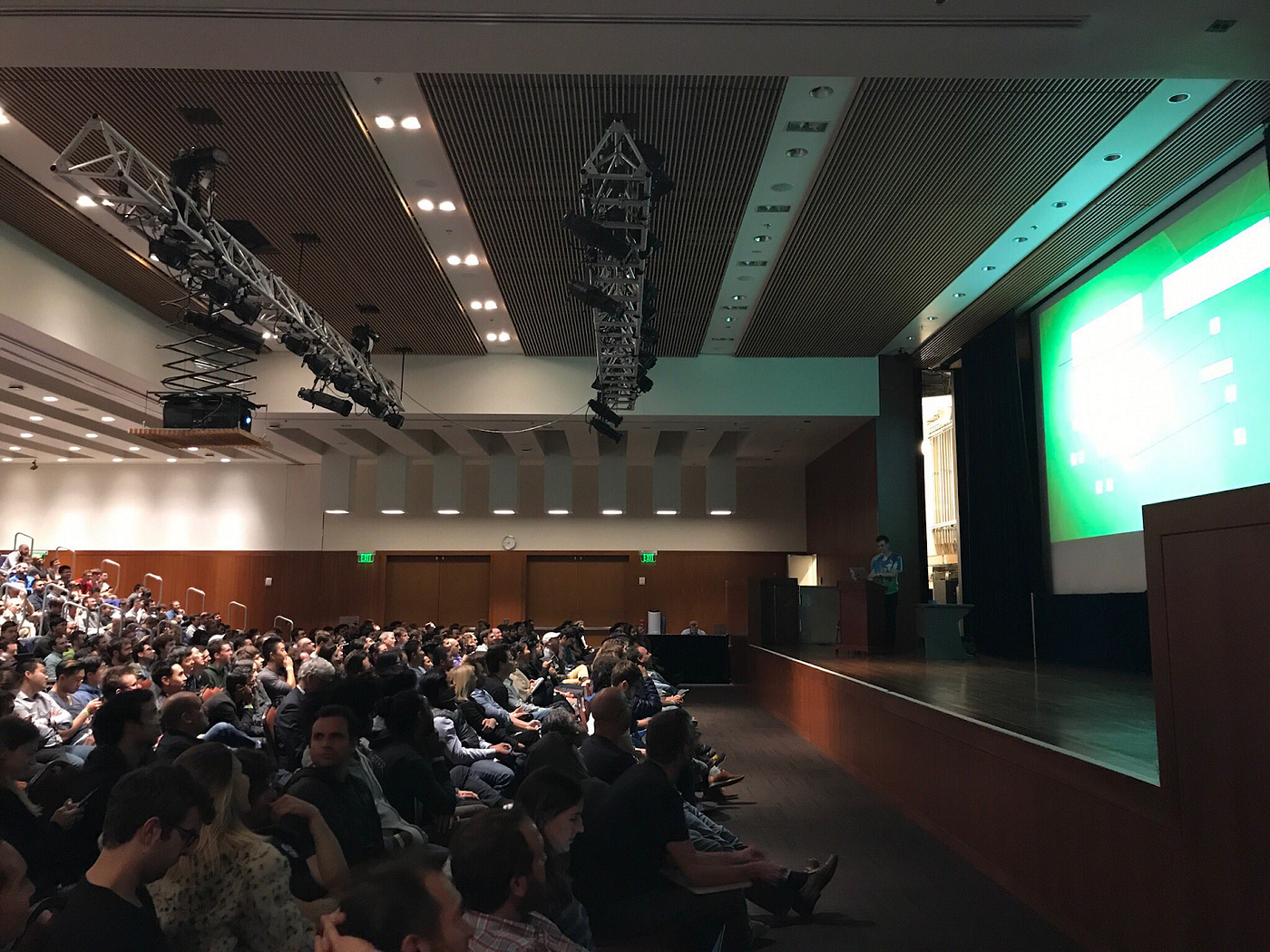 Photo of Vitalik Buterin and Joseph Poon presenting Plasma on stage at a San Francisco meetup